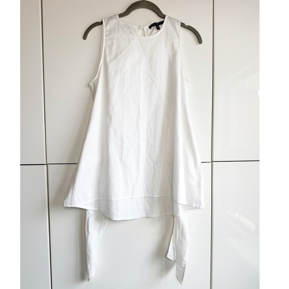 Como Black White Sleeveless Blouse Tie Back Size Small Office Career Workwear - Picture 1 of 7